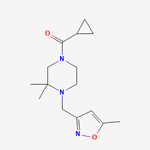 molecular formula C15H23N3O2 B6899764 Cyclopropyl-[3,3-dimethyl-4-[(5-methyl-1,2-oxazol-3-yl)methyl]piperazin-1-yl]methanone 