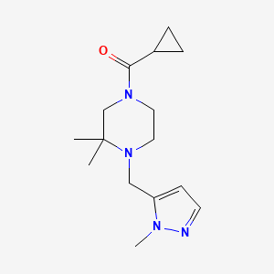 molecular formula C15H24N4O B6899771 Cyclopropyl-[3,3-dimethyl-4-[(2-methylpyrazol-3-yl)methyl]piperazin-1-yl]methanone 