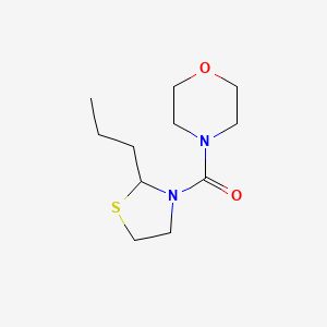 molecular formula C11H20N2O2S B6900239 Morpholin-4-yl-(2-propyl-1,3-thiazolidin-3-yl)methanone 