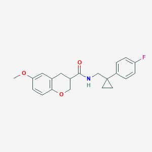 N-[[1-(4-fluorophenyl)cyclopropyl]methyl]-6-methoxy-3,4-dihydro-2H-chromene-3-carboxamide