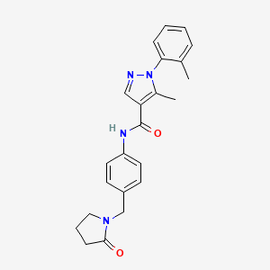 5-methyl-1-(2-methylphenyl)-N-[4-[(2-oxopyrrolidin-1-yl)methyl]phenyl]pyrazole-4-carboxamide