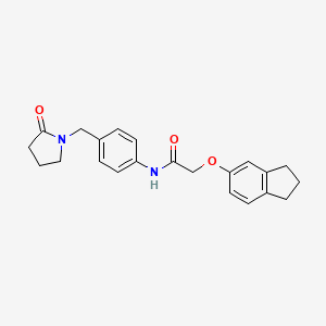 2-(2,3-dihydro-1H-inden-5-yloxy)-N-[4-[(2-oxopyrrolidin-1-yl)methyl]phenyl]acetamide