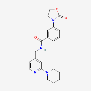 3-(2-oxo-1,3-oxazolidin-3-yl)-N-[(2-piperidin-1-ylpyridin-4-yl)methyl]benzamide