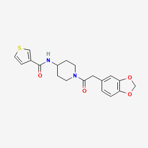 N-[1-[2-(1,3-benzodioxol-5-yl)acetyl]piperidin-4-yl]thiophene-3-carboxamide