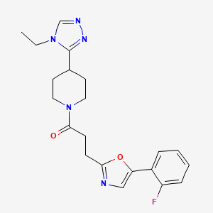 1-[4-(4-Ethyl-1,2,4-triazol-3-yl)piperidin-1-yl]-3-[5-(2-fluorophenyl)-1,3-oxazol-2-yl]propan-1-one