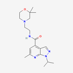 N-[2-(2,2-dimethylmorpholin-4-yl)ethyl]-6-methyl-1-propan-2-ylpyrazolo[3,4-b]pyridine-4-carboxamide