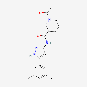 1-acetyl-N-[5-(3,5-dimethylphenyl)-1H-pyrazol-3-yl]piperidine-3-carboxamide