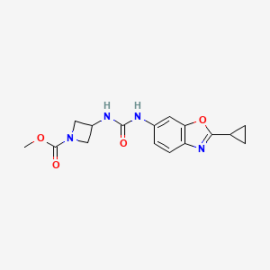 molecular formula C16H18N4O4 B6905863 Methyl 3-[(2-cyclopropyl-1,3-benzoxazol-6-yl)carbamoylamino]azetidine-1-carboxylate 