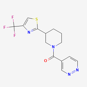 molecular formula C14H13F3N4OS B6907088 Pyridazin-4-yl-[3-[4-(trifluoromethyl)-1,3-thiazol-2-yl]piperidin-1-yl]methanone 