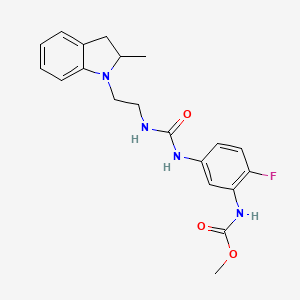 molecular formula C20H23FN4O3 B6908160 methyl N-[2-fluoro-5-[2-(2-methyl-2,3-dihydroindol-1-yl)ethylcarbamoylamino]phenyl]carbamate 