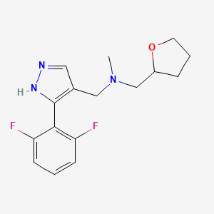 N-[[5-(2,6-difluorophenyl)-1H-pyrazol-4-yl]methyl]-N-methyl-1-(oxolan-2-yl)methanamine