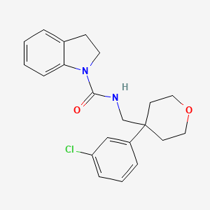 N-[[4-(3-chlorophenyl)oxan-4-yl]methyl]-2,3-dihydroindole-1-carboxamide