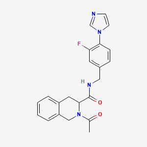 2-acetyl-N-[(3-fluoro-4-imidazol-1-ylphenyl)methyl]-3,4-dihydro-1H-isoquinoline-3-carboxamide