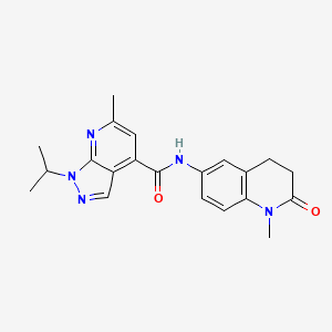 6-methyl-N-(1-methyl-2-oxo-3,4-dihydroquinolin-6-yl)-1-propan-2-ylpyrazolo[3,4-b]pyridine-4-carboxamide