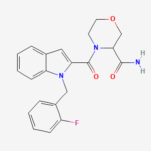 4-[1-[(2-Fluorophenyl)methyl]indole-2-carbonyl]morpholine-3-carboxamide