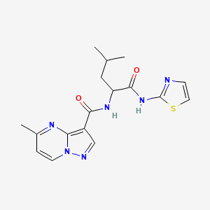 5-methyl-N-[4-methyl-1-oxo-1-(1,3-thiazol-2-ylamino)pentan-2-yl]pyrazolo[1,5-a]pyrimidine-3-carboxamide