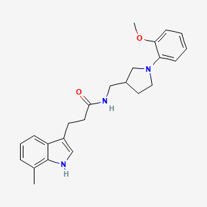 N-[[1-(2-methoxyphenyl)pyrrolidin-3-yl]methyl]-3-(7-methyl-1H-indol-3-yl)propanamide