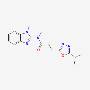 N-methyl-N-(1-methylbenzimidazol-2-yl)-3-(5-propan-2-yl-1,3,4-oxadiazol-2-yl)propanamide