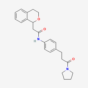 2-(3,4-dihydro-1H-isochromen-1-yl)-N-[4-(3-oxo-3-pyrrolidin-1-ylpropyl)phenyl]acetamide