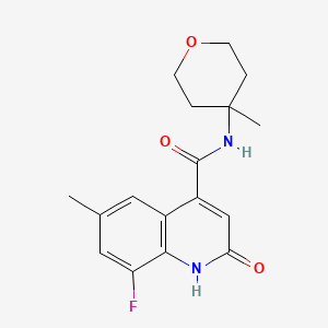 8-fluoro-6-methyl-N-(4-methyloxan-4-yl)-2-oxo-1H-quinoline-4-carboxamide