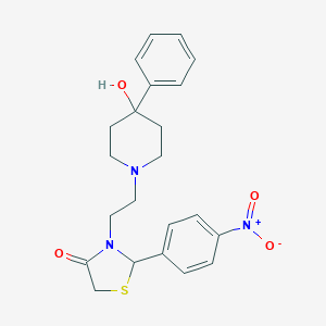 molecular formula C22H25N3O4S B069172 3-(2-(4-Hydroxy-4-phenyl-1-piperidinyl)ethyl)-2-(4-nitrophenyl)-4-thiazolidinone CAS No. 182188-88-1