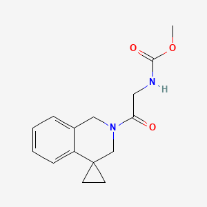 molecular formula C15H18N2O3 B6920066 methyl N-(2-oxo-2-spiro[1,3-dihydroisoquinoline-4,1'-cyclopropane]-2-ylethyl)carbamate 