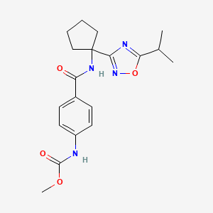 molecular formula C19H24N4O4 B6928993 methyl N-[4-[[1-(5-propan-2-yl-1,2,4-oxadiazol-3-yl)cyclopentyl]carbamoyl]phenyl]carbamate 