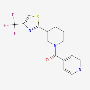 molecular formula C15H14F3N3OS B6931269 Pyridin-4-yl-[3-[4-(trifluoromethyl)-1,3-thiazol-2-yl]piperidin-1-yl]methanone 