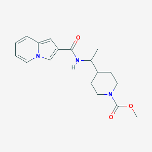 molecular formula C18H23N3O3 B6935084 Methyl 4-[1-(indolizine-2-carbonylamino)ethyl]piperidine-1-carboxylate 