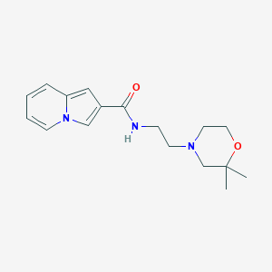 N-[2-(2,2-dimethylmorpholin-4-yl)ethyl]indolizine-2-carboxamide