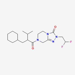 7-[2-(cyclohexylmethyl)-3-methylbutanoyl]-2-(2,2-difluoroethyl)-6,8-dihydro-5H-[1,2,4]triazolo[4,3-a]pyrazin-3-one