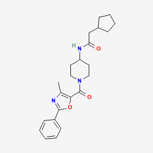 2-cyclopentyl-N-[1-(4-methyl-2-phenyl-1,3-oxazole-5-carbonyl)piperidin-4-yl]acetamide