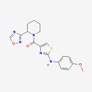 [2-(4-Methoxyanilino)-1,3-thiazol-4-yl]-[2-(1,2,4-oxadiazol-3-yl)piperidin-1-yl]methanone