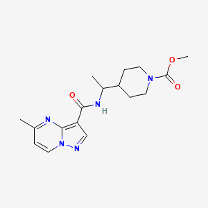 molecular formula C17H23N5O3 B6938026 Methyl 4-[1-[(5-methylpyrazolo[1,5-a]pyrimidine-3-carbonyl)amino]ethyl]piperidine-1-carboxylate 