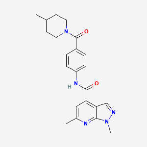 1,6-dimethyl-N-[4-(4-methylpiperidine-1-carbonyl)phenyl]pyrazolo[3,4-b]pyridine-4-carboxamide