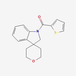 molecular formula C17H17NO2S B6940590 spiro[2H-indole-3,4'-oxane]-1-yl(thiophen-2-yl)methanone 