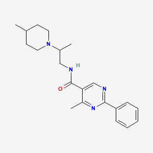 4-methyl-N-[2-(4-methylpiperidin-1-yl)propyl]-2-phenylpyrimidine-5-carboxamide