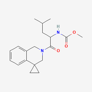 molecular formula C19H26N2O3 B6940828 methyl N-(4-methyl-1-oxo-1-spiro[1,3-dihydroisoquinoline-4,1'-cyclopropane]-2-ylpentan-2-yl)carbamate 