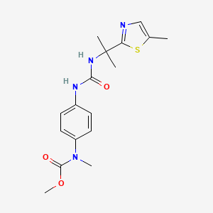 molecular formula C17H22N4O3S B6944324 methyl N-methyl-N-[4-[2-(5-methyl-1,3-thiazol-2-yl)propan-2-ylcarbamoylamino]phenyl]carbamate 