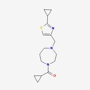 molecular formula C16H23N3OS B6945954 Cyclopropyl-[4-[(2-cyclopropyl-1,3-thiazol-4-yl)methyl]-1,4-diazepan-1-yl]methanone 