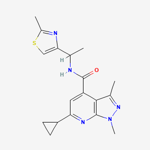 6-cyclopropyl-1,3-dimethyl-N-[1-(2-methyl-1,3-thiazol-4-yl)ethyl]pyrazolo[3,4-b]pyridine-4-carboxamide