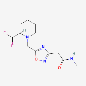 2-[5-[[2-(difluoromethyl)piperidin-1-yl]methyl]-1,2,4-oxadiazol-3-yl]-N-methylacetamide