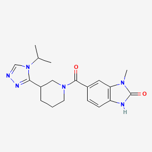 3-methyl-5-[3-(4-propan-2-yl-1,2,4-triazol-3-yl)piperidine-1-carbonyl]-1H-benzimidazol-2-one