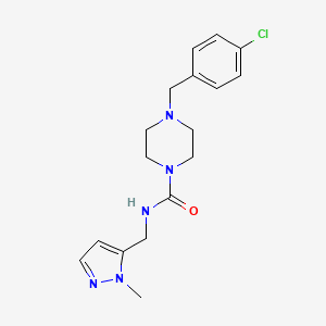 4-[(4-chlorophenyl)methyl]-N-[(2-methylpyrazol-3-yl)methyl]piperazine-1-carboxamide