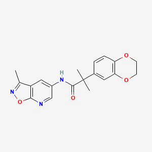 2-(2,3-dihydro-1,4-benzodioxin-6-yl)-2-methyl-N-(3-methyl-[1,2]oxazolo[5,4-b]pyridin-5-yl)propanamide