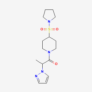 2-Pyrazol-1-yl-1-(4-pyrrolidin-1-ylsulfonylpiperidin-1-yl)propan-1-one