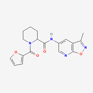 1-(furan-2-carbonyl)-N-(3-methyl-[1,2]oxazolo[5,4-b]pyridin-5-yl)piperidine-2-carboxamide