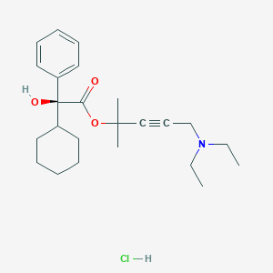 molecular formula C24H36ClNO3 B069545 Benzeneacetic acid, alpha-cyclohexyl-alpha-hydroxy-, 4-(diethylamino)-1,1-dimethyl-2-butynyl ester, hydrochloride, (S)- CAS No. 192204-96-9