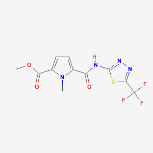 molecular formula C11H9F3N4O3S B6955233 Methyl 1-methyl-5-[[5-(trifluoromethyl)-1,3,4-thiadiazol-2-yl]carbamoyl]pyrrole-2-carboxylate 