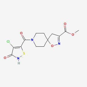 molecular formula C13H14ClN3O5S B6955607 Methyl 8-(4-chloro-3-oxo-1,2-thiazole-5-carbonyl)-1-oxa-2,8-diazaspiro[4.5]dec-2-ene-3-carboxylate 